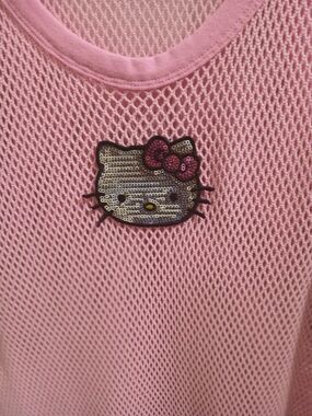 Hello Kitty Pink Mesh Tank with Sequin Patch